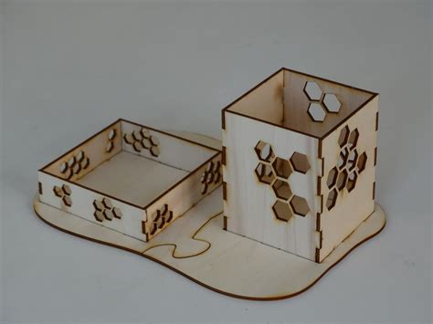 Laser Cut Desk Organizer Pencil Holder 3mm Free Dxf File Free Download