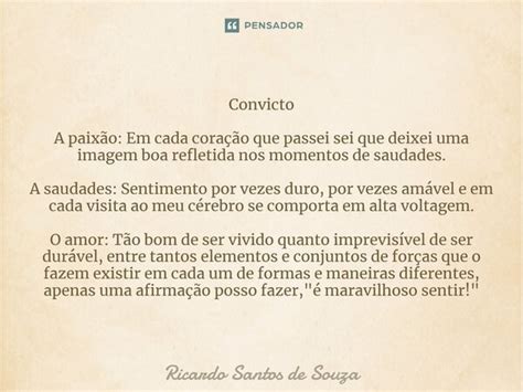 ⁠convicto A Paixão Em Cada Coração Ricardo Santos De Souza Pensador