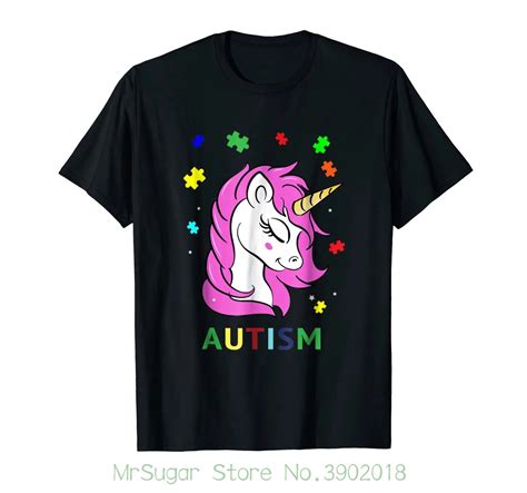 Autism Awareness T Shirt Cute Unicorn With Colorful Puzzles Cotton Cool