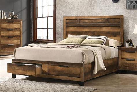 Morales Rustic Wood Storage Bed - KFROOMS | Sale