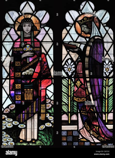 Art Deco Stained Glass Window Depicting St Margaret Of Antioch And St