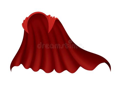 Superhero Red Cape On White Background Scarlet Fabric Silk Cloak Stock