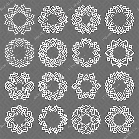 Hexagonal Mandalas Collection Of White Lines With Black Strokes — Stock