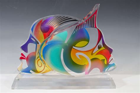 Contemporary Acrylic Sculpture of Two Faces by Israeli Artist Shlomi ...