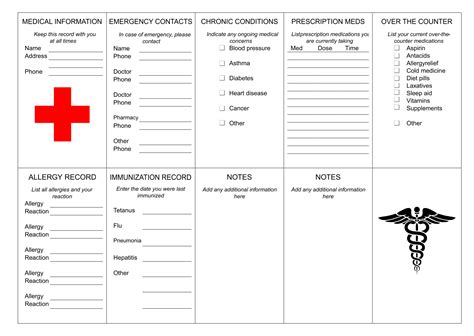 Printable Medical Information Card