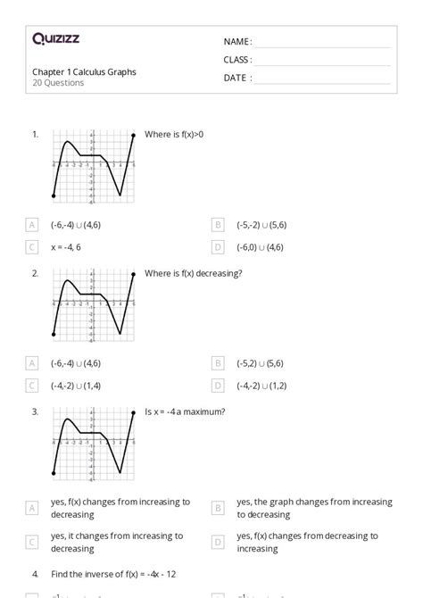 50 Calculus Worksheets For 9th Class On Quizizz Free Printable