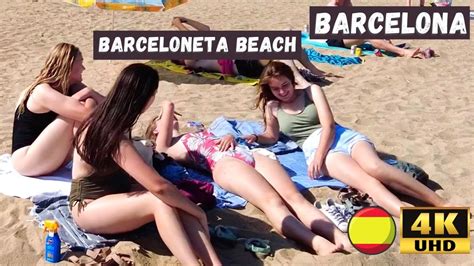 🇪🇸 Hot Day In Barcelona Beach Spain ☀️🏖️ Amazing Barceloneta Beach Walk 4k Youtube