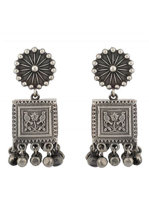 Silver Look Alike Jhumka Style Earrings Jtu