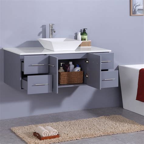 Eviva Eviva Totti Wave 48 X 16 Gray Wall Mounted Bathroom Vanity