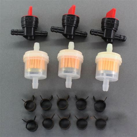 3 Kit Replacement 1 4 In Line Fuel Gas Filter Shut Cut Off Valve Clamp