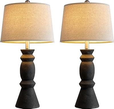 PORTRES 25 75 Farmhouse 3 Way Dimmable Table Lamp Set Of 2 Rustic