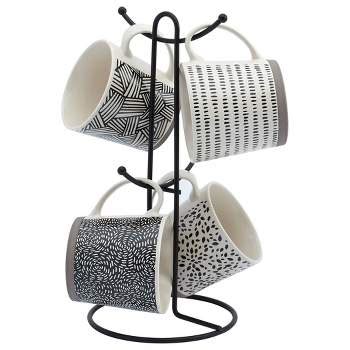 Libken Stackable Coffee Mugs With Black Stand, White : Target