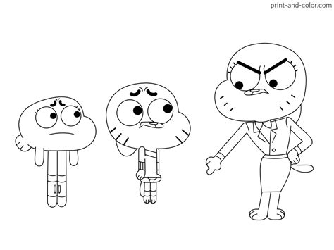 Free Coloring Pages Of Gumball Network Worksheets In World Of