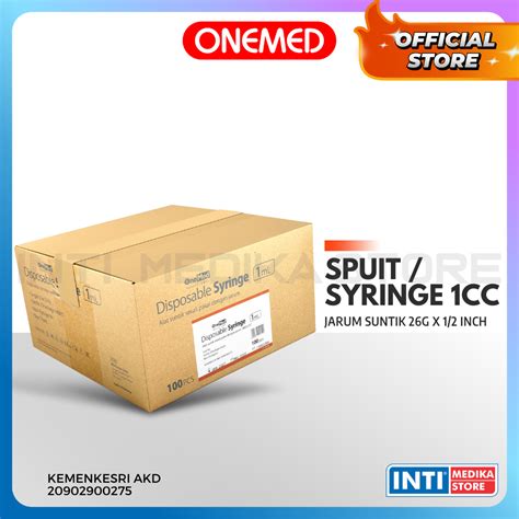 Jual ONEMED Spuit 1cc BOX Disposable Syringe 1ml Jarum Suntik 26G