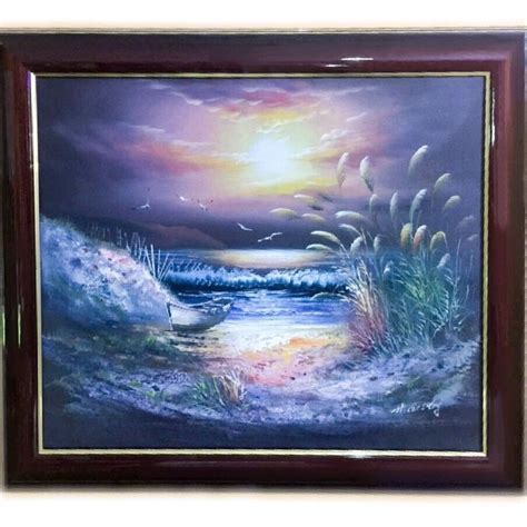 Orig Howard H Gailey Signed Oil Painting Seaside Boat 24x29” Framed