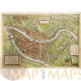 Lugdunum Lyon Historic town map by Braun & Hogenberg | Mapandmaps