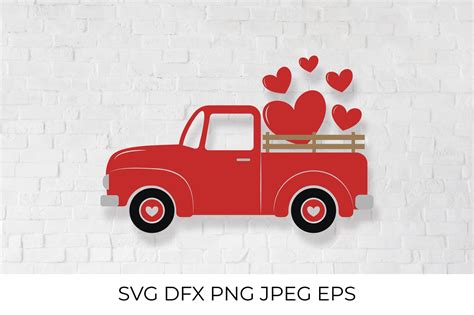 Valentines Day Truck Svg Vintage Pickup Delivers Hearts 1169117