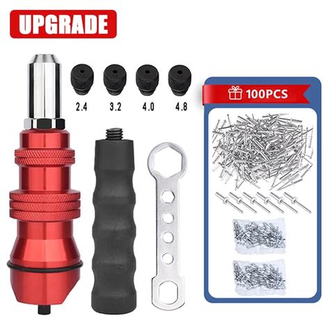 Upgrade Electric Rivet Gun 2 4mm 4 8mm Rivet Nut Gun Drill Bit Adapter