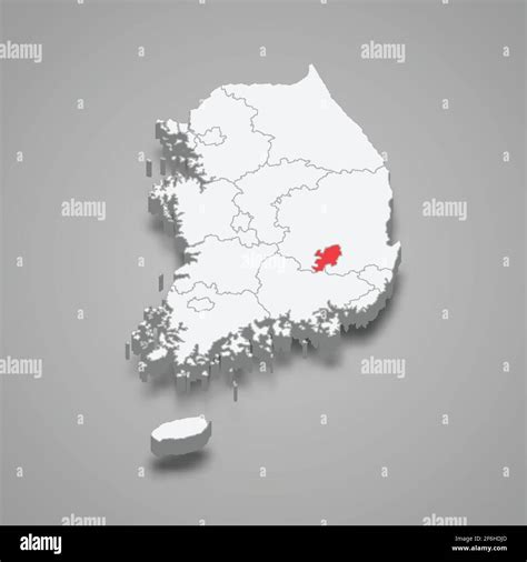 Daegu Region Location Within South Korea D Isometric Map Stock Vector