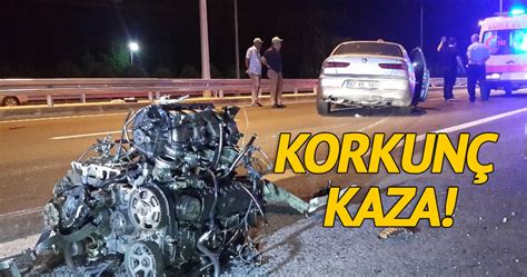 Kazada otomobilin motoru fırladı Yaşam Haberleri