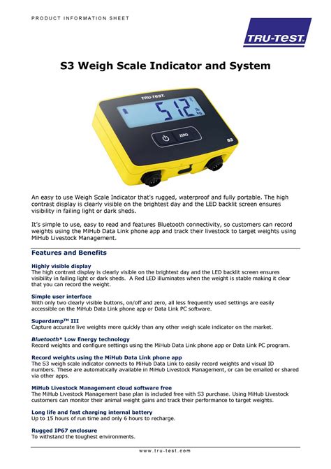 TRU-TEST S3 LIVESTOCK SCALE – Sullivan Supply, Inc.