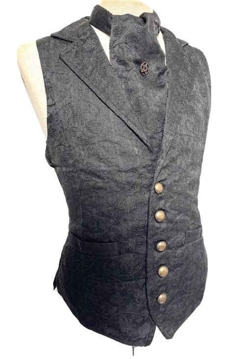 3 Pcs Waistcoat Outfit Black Black Brocade Waistcoat Matching Etsy