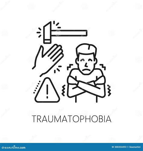 Traumatophobia Phobia Mental Health Line Icon Stock Illustration