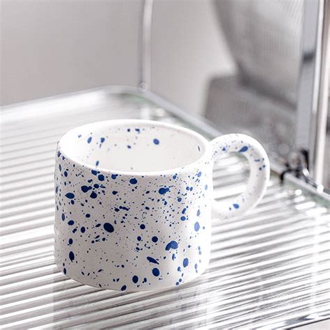 Modern Ceramic Mug Blue White Silver Uneven Surface Apollobox