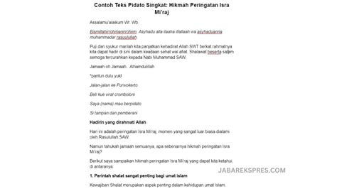 Contoh Teks Pidato Anak Sd Isra Miraj Terbaru Singkat Lucu Dan