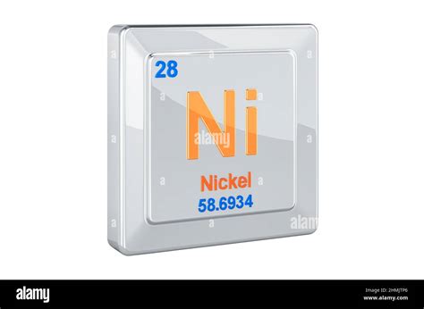 Nickel Ni Chemical Element Sign D Rendering Isolated On White