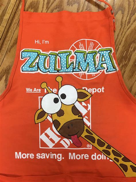 Home Depot Apron with Cartoon Giraffe Design