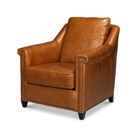 Brown Leather Sling Accent Chair For Sale at 1stDibs
