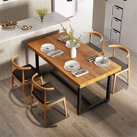 meja makan minimalis modern kayu jati industrial rumah mebel