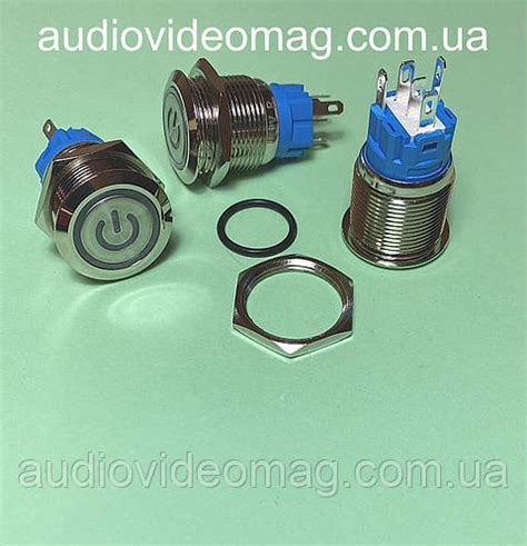 Кнопка антивандальная 220V, Ø 19мм, с подсветкой, без фиксации, OFF-ON ...