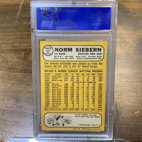 Topps Norm Siebern Red Sox Psa Nm Mt Ebay