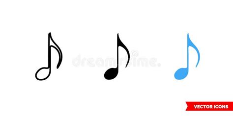 Eighth Note Icon of 3 Types Color, Black and White, Outline. Isolated Vector Sign Symbol Stock ...