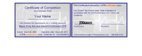 eCPR Certification - Certificate sample