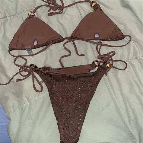 Brown Shein Bikini Never Worn Looks Sequined Depop