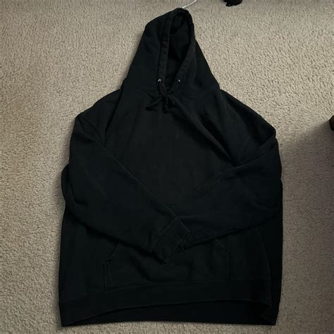 Blank black hoodie. Has a very oversized and baggy... - Depop