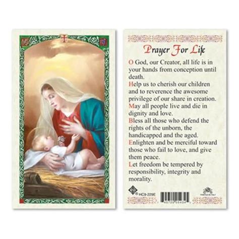 Prayer Card Prayer For Life Laminated Hc E From Ysleta Mission T Shop