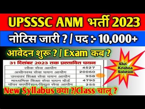 Upsssc Anm Bharti Post Exam Up Anm New