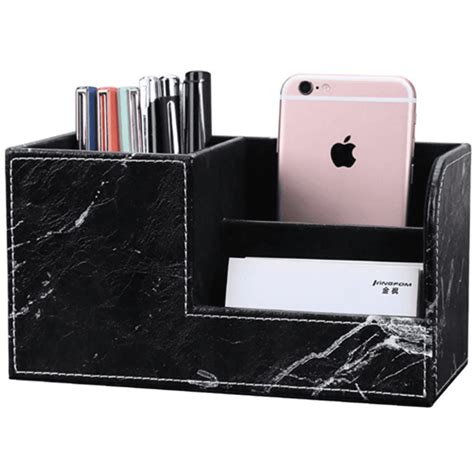 Kingfom Pen Holder Pu Leather Desk Organizer Home School Office