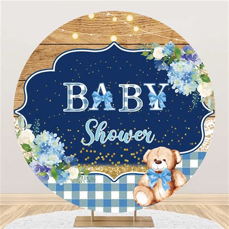 Hot Air Balloon Bear Birthday Party Round Backgrounds For Photography Baby Shower Birthday