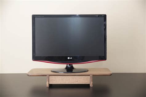 Wooden Monitor Stand With Drawer, Monitor Desk Shelf, Computer Riser ...