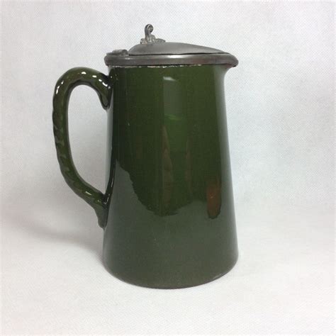 Gorgeous Victorian Jackfield Pottery Jug In Deep Green Glaze Pottery