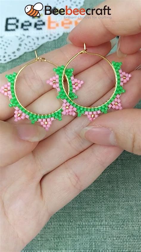 Beebeecraft Diy Strawberry Beaded Hoop Earrings Artofit