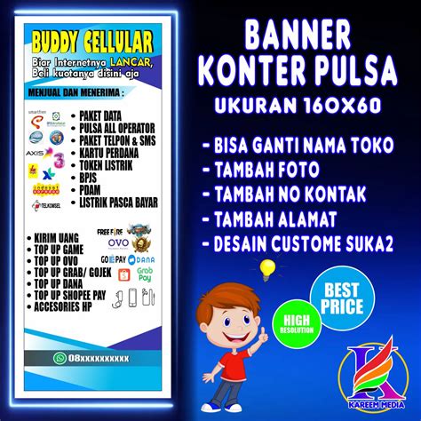 Spanduk Banner Konter Pulsa Cell Seluler Banner Jual Pulsa Spanduk