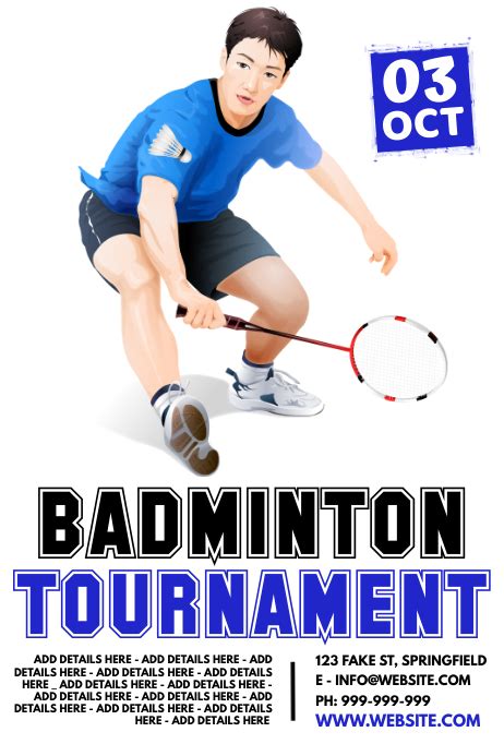 Badminton Tournament Poster Template Postermywall