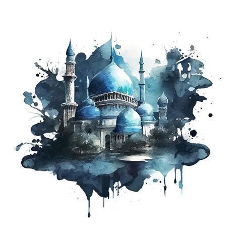 Watercolor Beautiful Painted Islamic Mosque Vector Art At Vecteezy