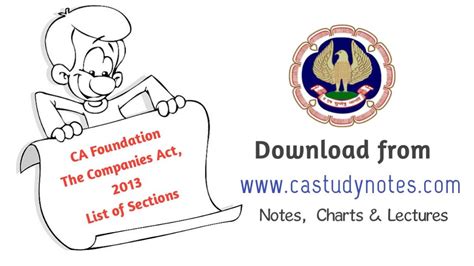 Ca Foundation Laws The Companies Act 2013 Section List In Pdf Ca